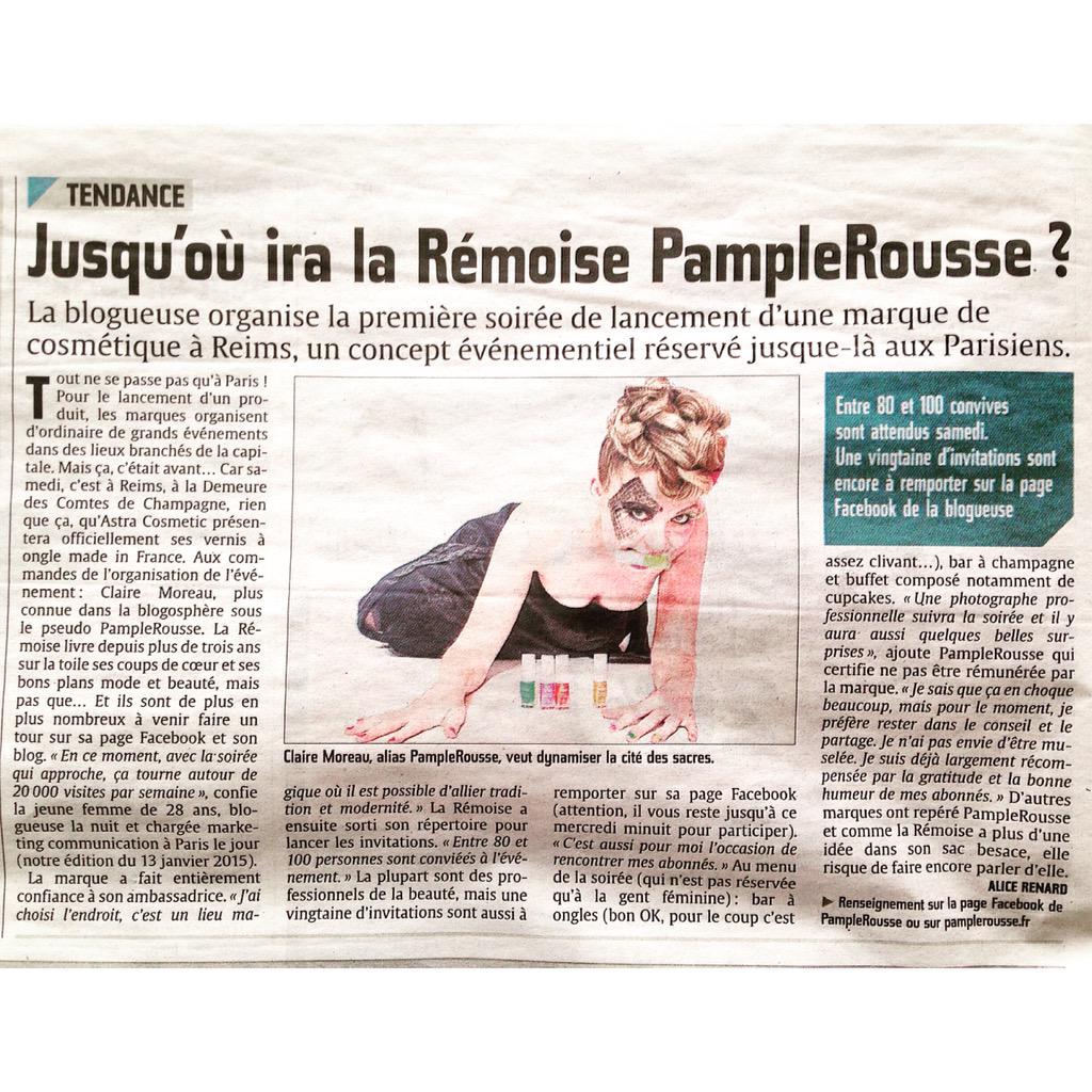 PamplRousse's tweet photo. Parution dans @UnionArdennais #reims #pamplerousse #belle #aventure 💟 http://t.co/Sl7KXTBfTN