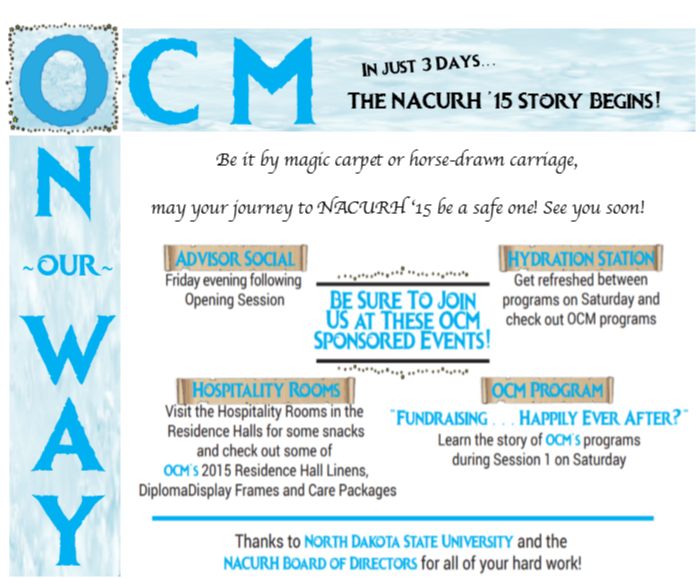 The story begins <a href="/NACURH2015/">NACURH 2015</a>! OCM reps are on their way! Can't wait to see you, safe travels to all for #nacurh15 .