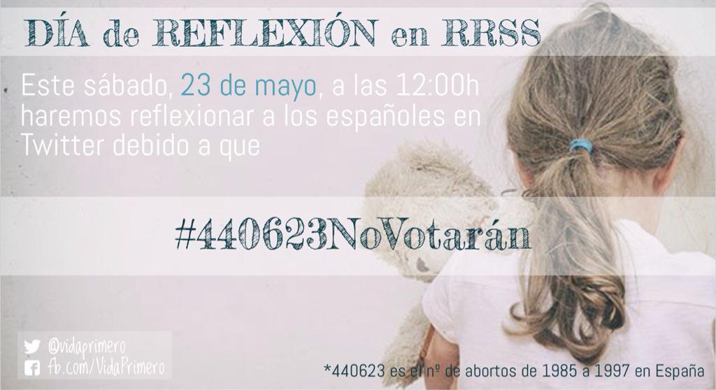 VidaPrimero's tweet photo. Hagamos Trending Topic que 440623 domingo no votarán porque no tuvieron d° a nacer: https://t.co/0aRnlCMpYV
¿Te unes? http://t.co/N5YKmk48Bw
