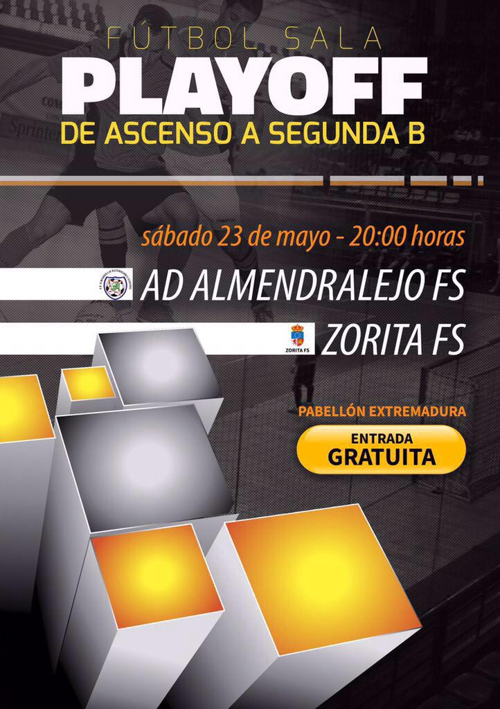 FutsalExNews's tweet photo. ¡Es tiempo de PlayOffs!
#3aFS PLAYOFF
📅SAB 23 MAYO
@DistribCisneros (5*)-@ZoritaFS (1*)
⏰20.00h
Pab. Extremadura http://t.co/yj9g6x3DeS