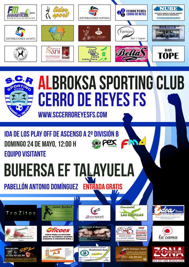 FutsalExNews's tweet photo. ¡Es tiempo de PlayOffs!
#3aFS PLAYOFF
📅DOM 24 MAYO
@cerrofutsal (3*)-@talayuelafs (2*)
⏰12.00h
Pab. A. Domínguez http://t.co/9wBc8SFZoY