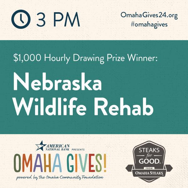 Congratulations! <a href="/omahafoundation/">Omaha Community Foundation</a> <a href="/NEWildlifeRehab/">Nebraska Wildlife Rehab</a> takes the #OmahaGives! 3 PM <a href="/SteaksforGood/">Steaks for Good</a>......