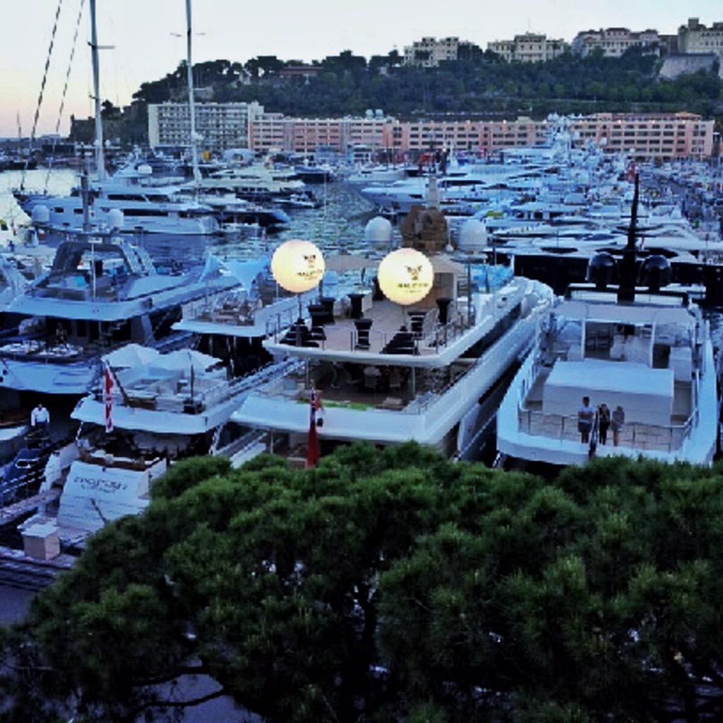 HalcyonEventsF1's tweet photo. The #Halcyon Yacht is ready for #MonacoGP #2015 what a magnificent venue! #DriversClub #F1 http://t.co/5FokeTJ2x0