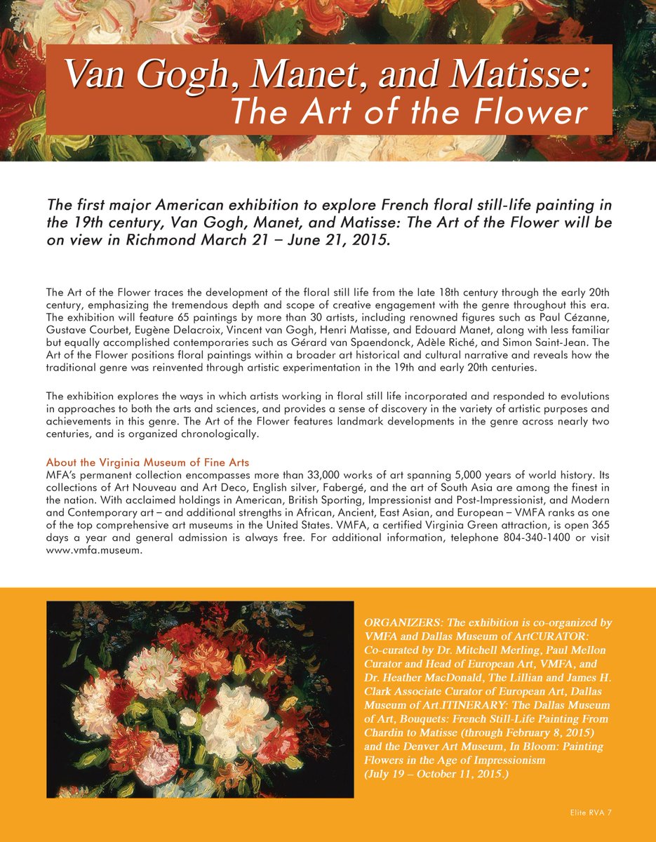 EliteRVA's tweet photo. The Art of the Flower will be on view in Richmond March 21 – June 21, 2015 http://t.co/4Ynmm5mxwF