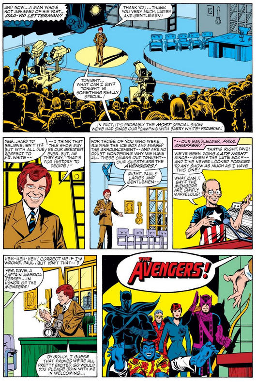 AgentM's tweet photo. Remembering when #DavidLetterman was in an #Avengers comic book. #ThanksDave. Read the issue: http://t.co/Cc0dudK7kJ http://t.co/oJ4j94qaoa