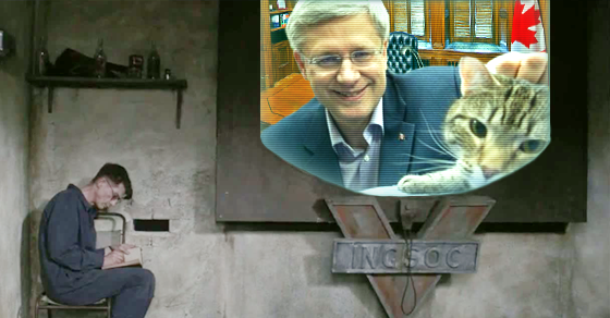 pressprogress's tweet photo. Big Brother not welcome. Cdn majority against #C51 http://t.co/L1GgLDHKS1 #cdnpoli #ndp  @ElizabethMay http://t.co/LJAR9RbxBS