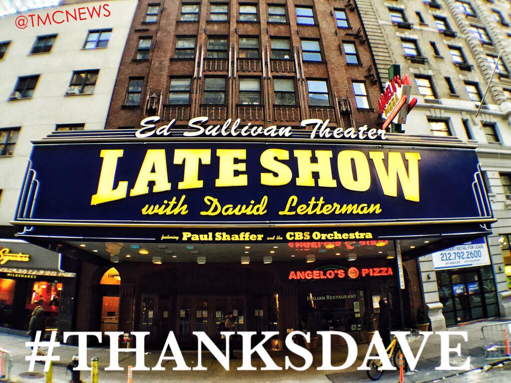 TMCNEWS's tweet photo. #LettermanFinale #Letterman #ThanksDave #NoMoreStupidPetTricks #HelloDeli #RupertG #NYC #K5K2015 #BenjaminSteakhouse http://t.co/1R86uQpHOr
