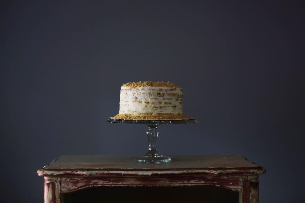 Naked Key Lime Little Layer Cake with White Buttercream topped with Pie Crust #mamawardscakeco #adeepsouthdelicacy