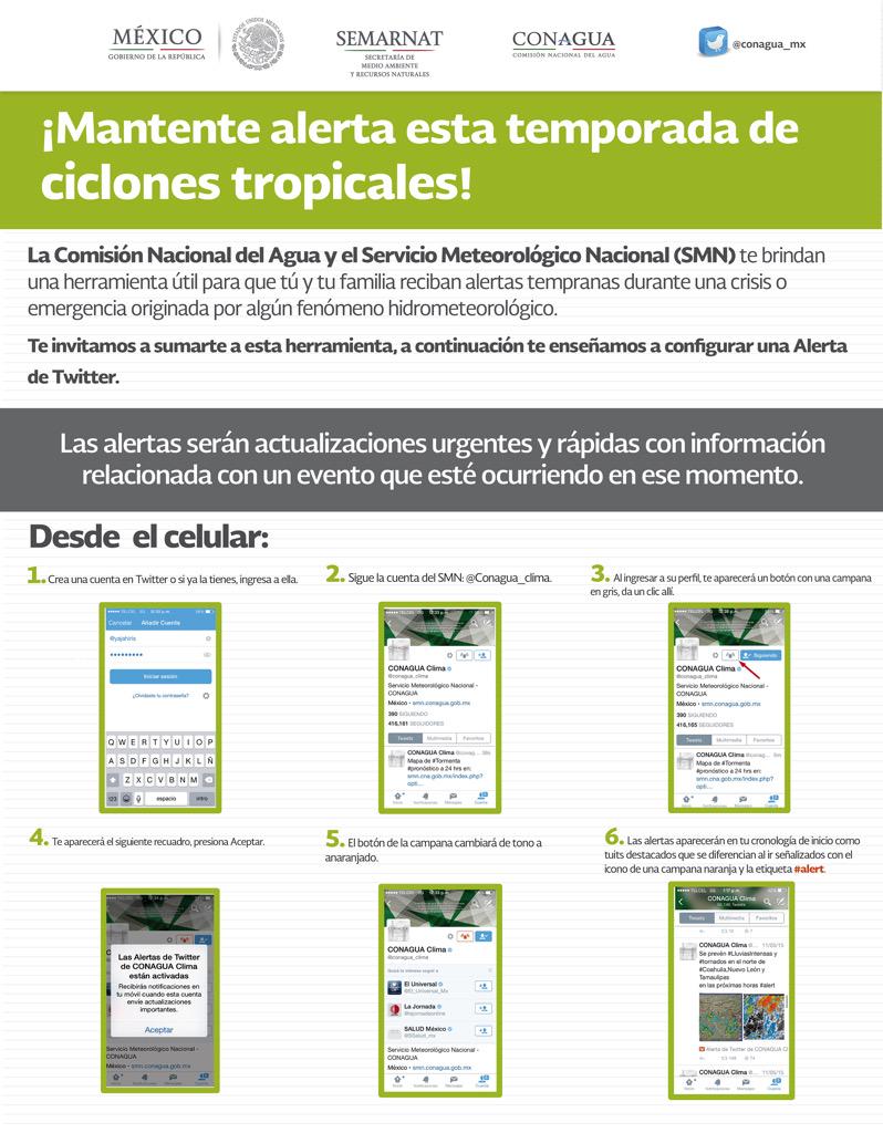 #SabíasQue puedes recibir alertas sobre un fenómeno hidrometeorológico en tu celular. ¡Inscríbete!