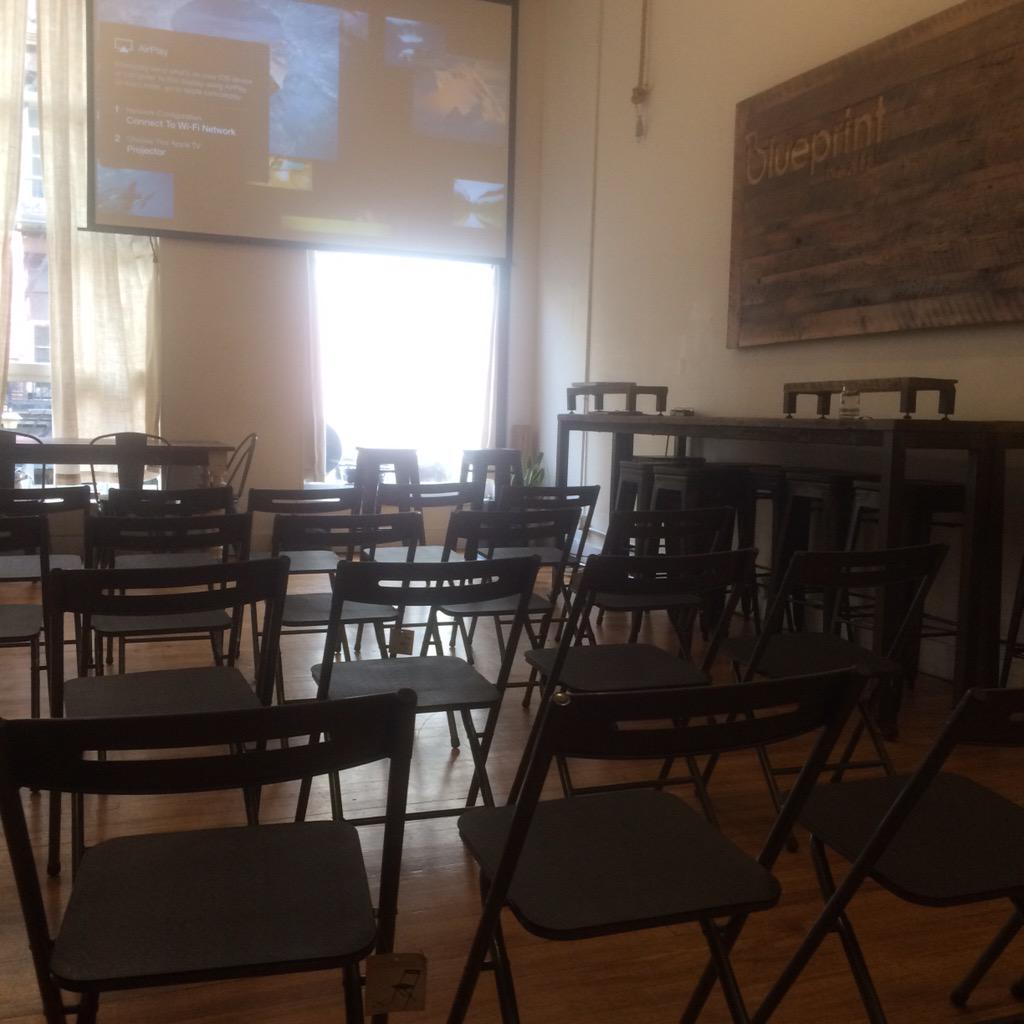 seeblinkgo's tweet photo. Set up for @HackingHealthNY meet up @bphealth CPO David Schafran presents Blink! #mHealth #DigitalHealth #eyes http://t.co/D3zylf1mK1