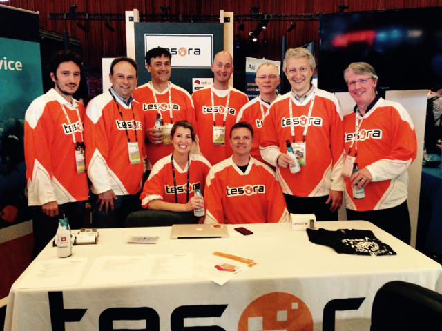 tesoracorp's tweet photo. Team Tesora in our bright orange hockey jerseys! @OpenStackVan @amrithkumar @kenrugg #OpenStacktrove http://t.co/l0UmHM5G4E
