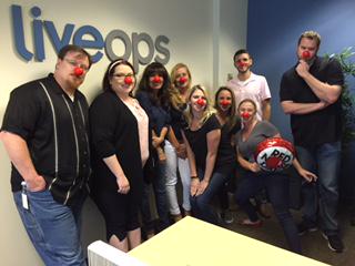 Liveops's tweet photo. Our Tempe office is ready for @RedNoseDayUS tomorrow. Are you? Get your #RedNose! #LiveOpsCares http://t.co/P06EtDGZ8m