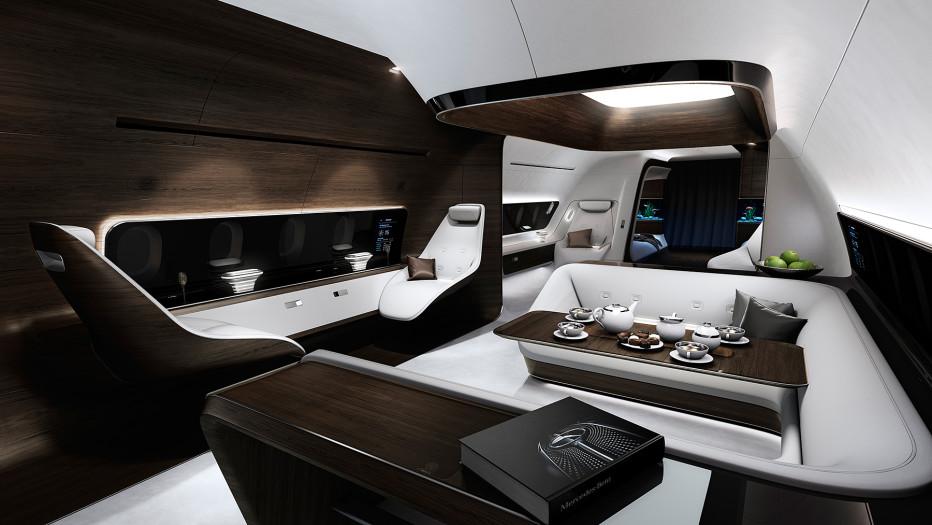 WIRED's tweet photo. Mercedes dreams up a swanky interior for private jets http://t.co/727fouAM2F http://t.co/u1MUbLVnfg