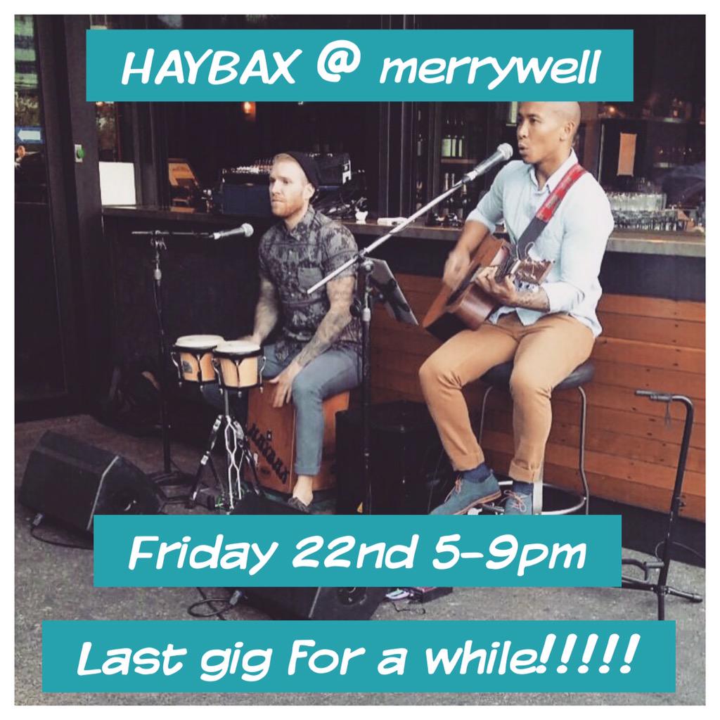 HAY_BAX's tweet photo. LAST GIG FOR A WHILE AT @themerrywell FEIDAY 22nd 5-9pm ESCAPE THE COLD #livemusic #acousticduo #haybax #melbourne http://t.co/pJ9jRkUqin