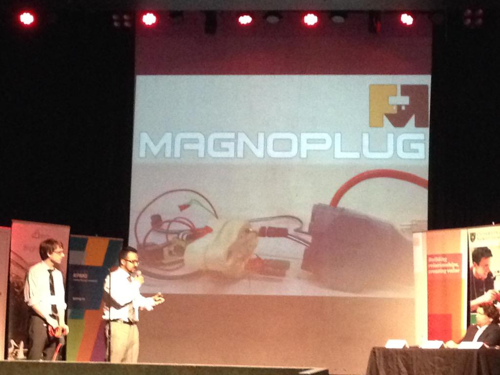 SquareOneSask's tweet photo. MagnoPlug! Great solution to a real problem #usaskstartup #TechVentureChallenge http://t.co/q9HLyqA6gj