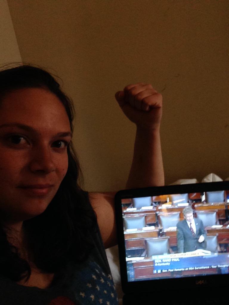 yenneeta's tweet photo. Sen. Paul has been speaking for six hours to defend our rights! Don't let him stand alone #standwithrand #stopnsa http://t.co/7HNZ0592fE