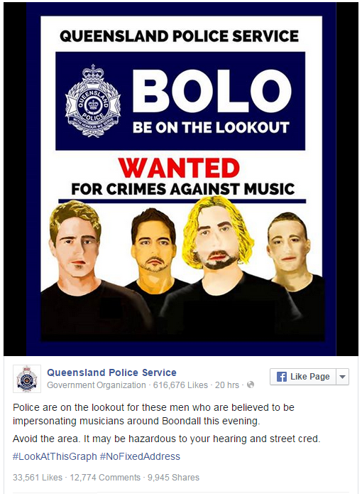 TailoredNZ's tweet photo. Today Queensland Police Service showed us all how to #Social. 
And it is beautiful http://t.co/J20Cwrnnay #nickleback http://t.co/61An7EZpbJ