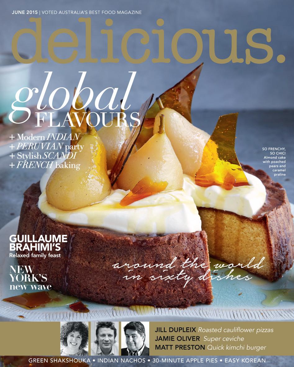 Our June issue is out today with Danielle Alvarez's <a href="/dalva/">Danielle Alvarez</a> luscious almond cake with pears and praline on the cover
