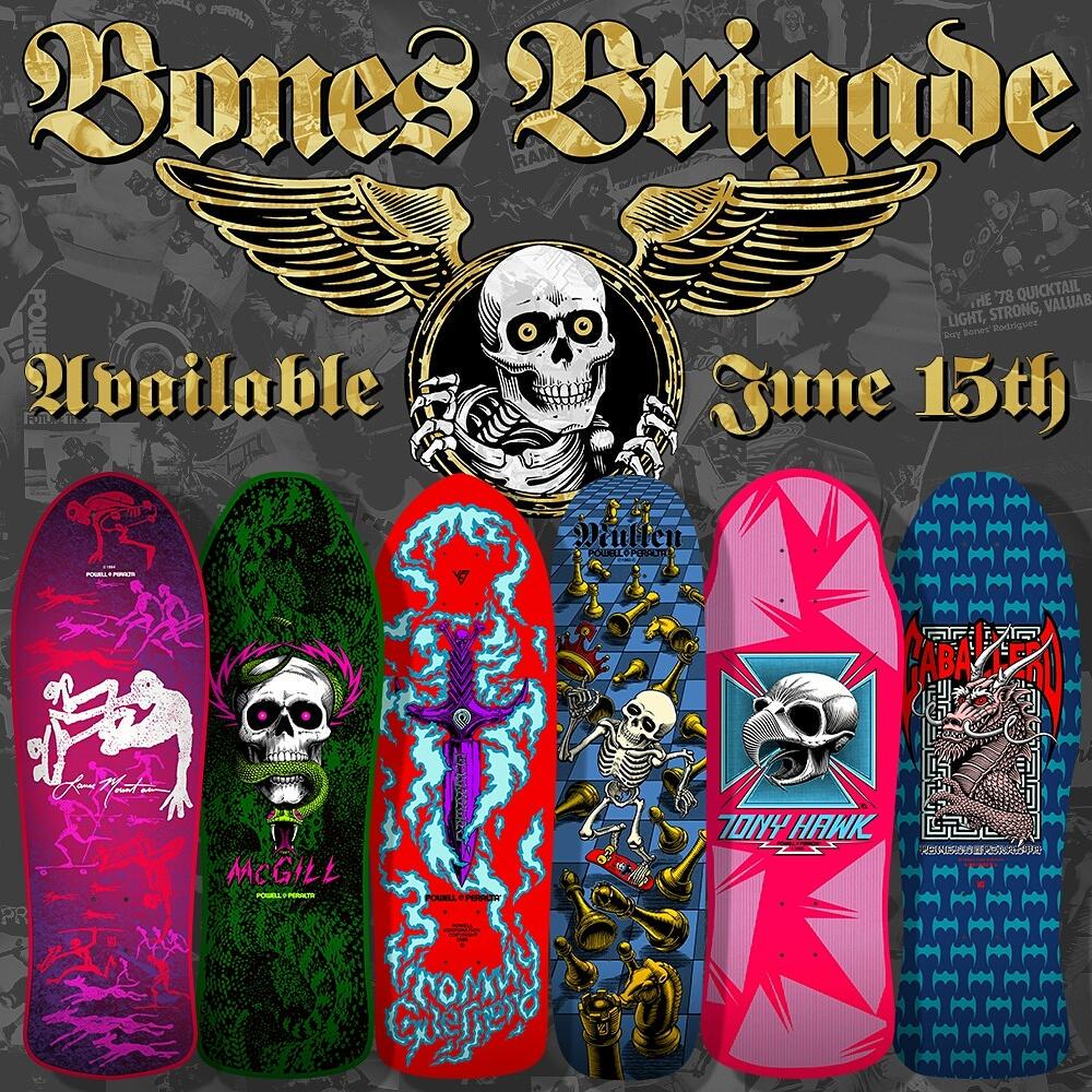 tonyhawk's tweet photo. Sixth series #bonesbrigade decks. Available June 15. Pester your favorite shop to get them. 
info: BonesBrigade.​com http://t.co/BEDwHAvxg4