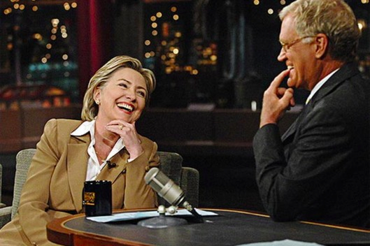 HillaryClinton's tweet photo. #ThanksDave—for two decades of laughs, insights, and, yes, even pantsuit jokes. @Letterman, you're a legend. -H http://t.co/Cz9TDwTxAw