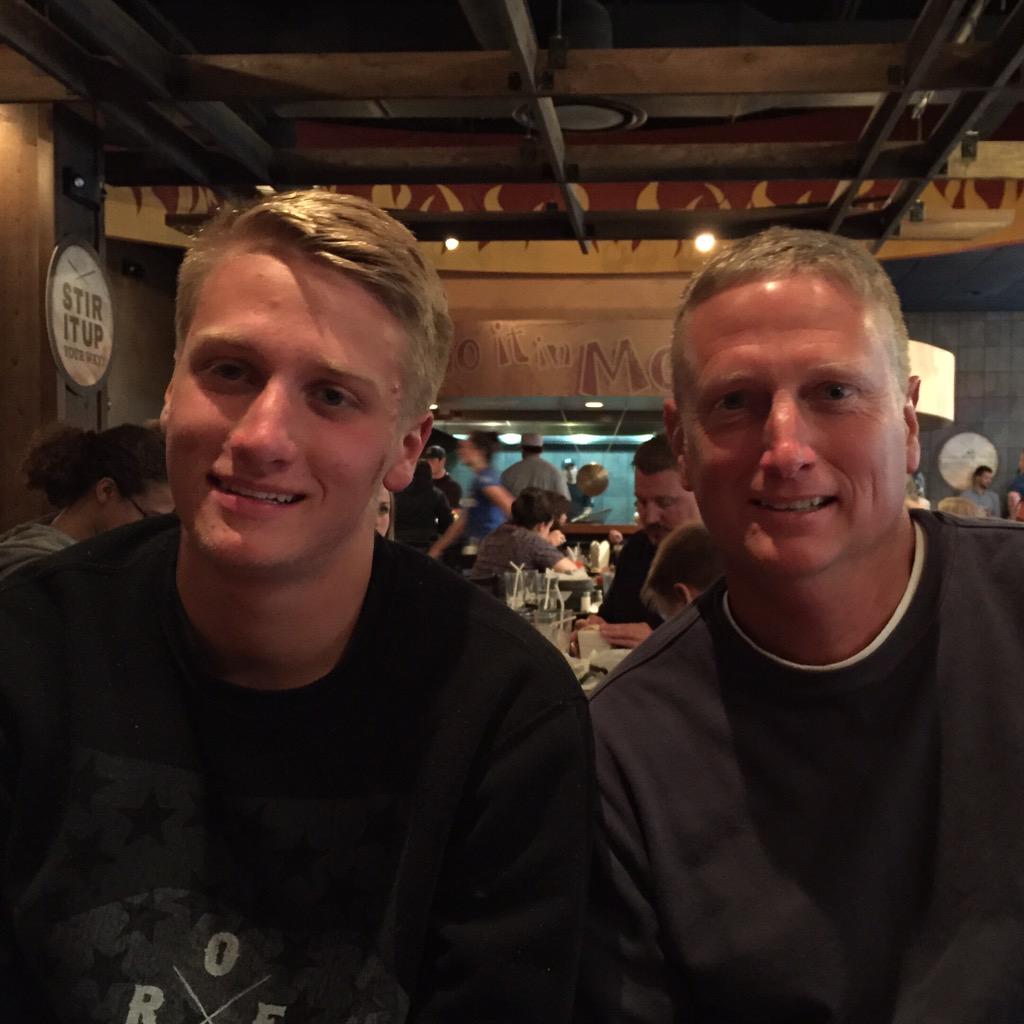 SuzLefever's tweet photo. Happy Birthday, Chandler! Dinner with my two favorites. @LefeverChandler #birthdaysarefun http://t.co/1ZrY6G1hK0