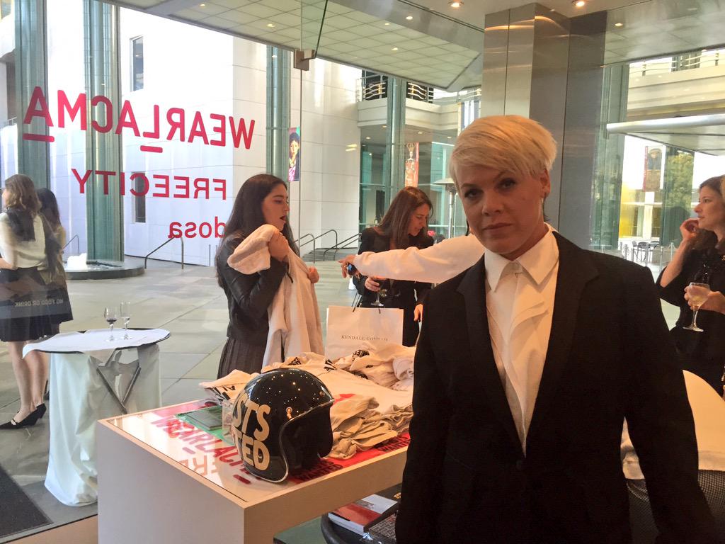 LACMA's tweet photo. Thanks @Pink for coming to our #WearLACMA launch event with designs by @FREECITYletsgo and dosa! http://t.co/WFm1qIfU9D