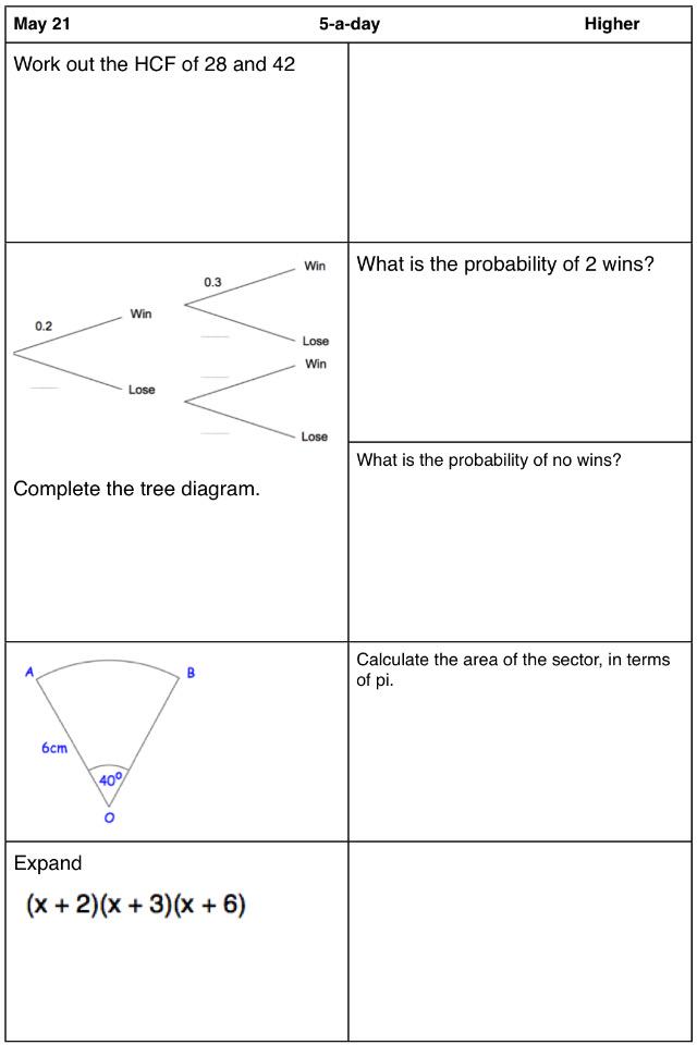 Corbettmaths's tweet image. Aiming for an A*, A or B in your #gcsemaths? Try today's Higher #5aday from corbettmaths.com