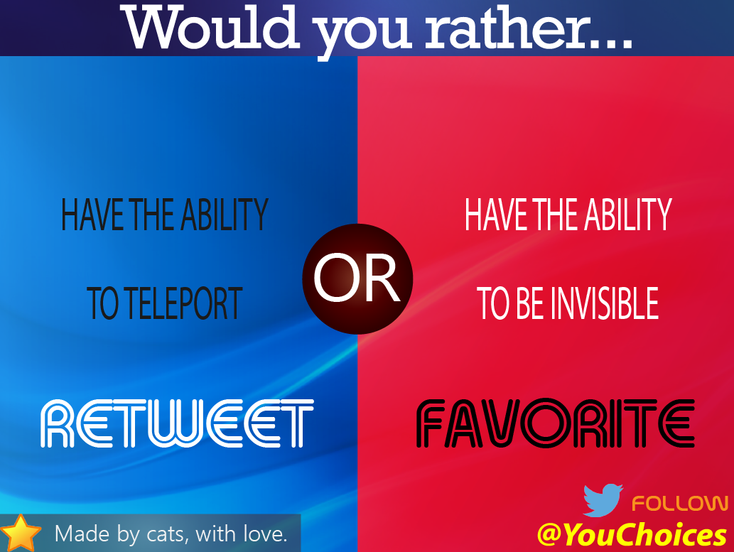 YouChoices's tweet image. Teleport or invisible?