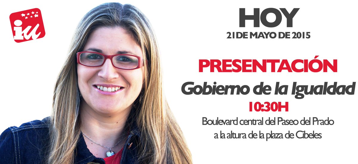 A las 10:30h <a href="/RaquelLopezIU/">Raquel</a> presenta nuestro modelo de gobierno de la igualdad en Cibeles