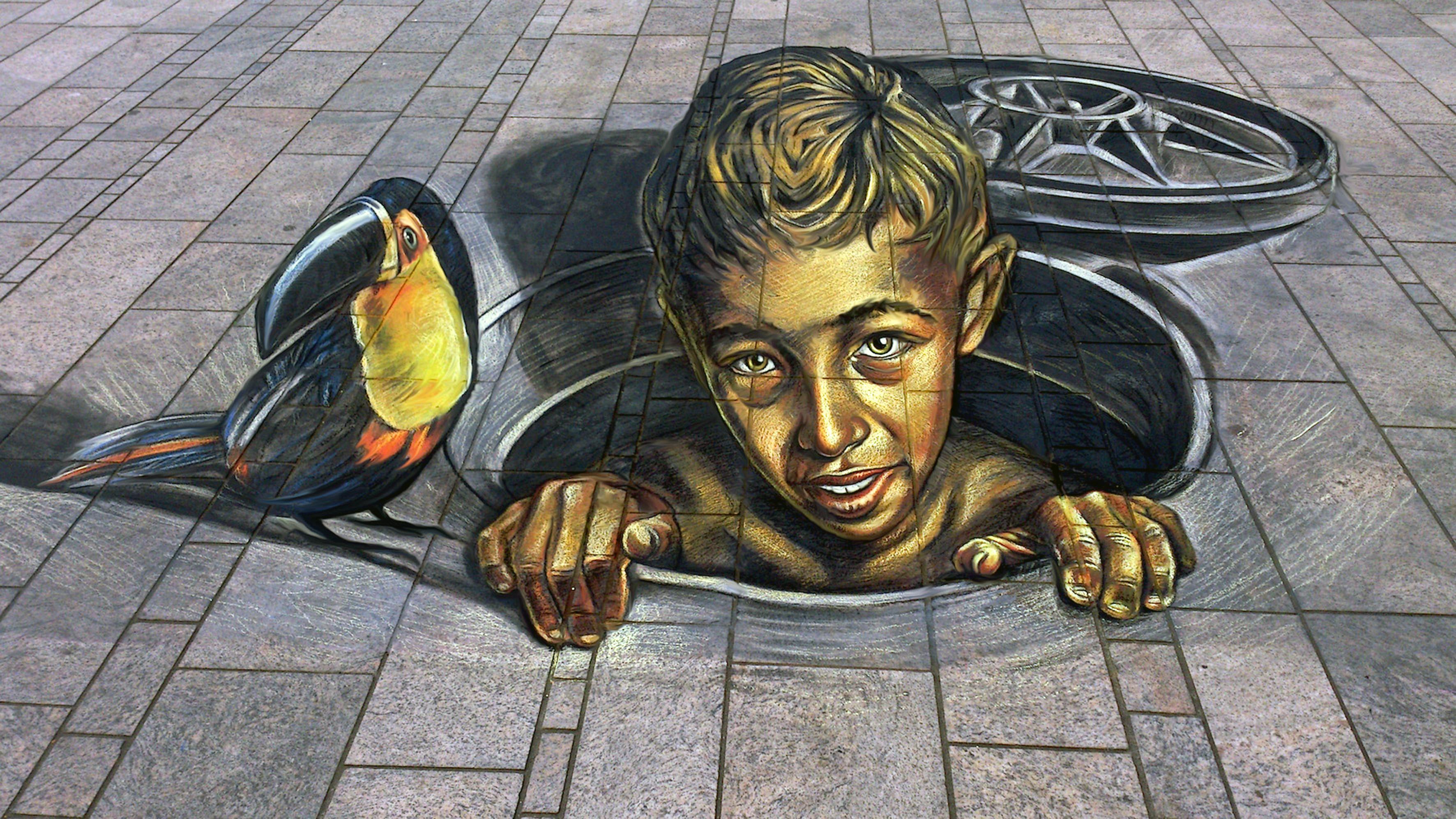 3d рисунки на асфальте