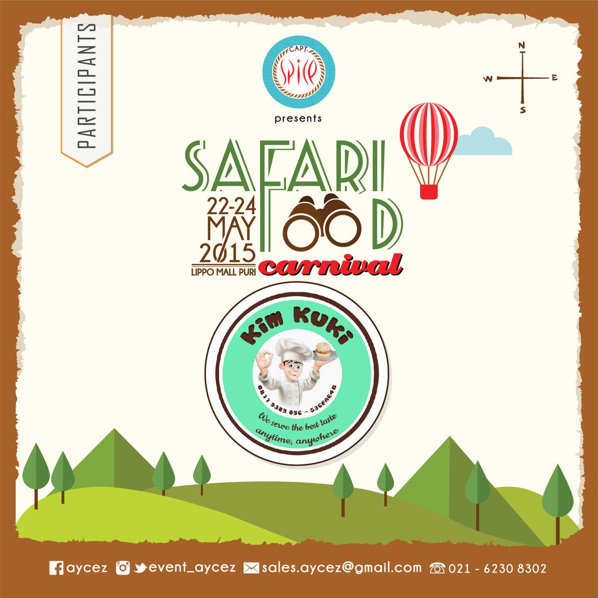 events_aycez's tweet photo. Found KIM KUKI at C6 in SAFARI FOOD CARNIVAL @LippoMallPuri 22nd-24th of May 2015, see you soon! http://t.co/aEUDubCbKZ