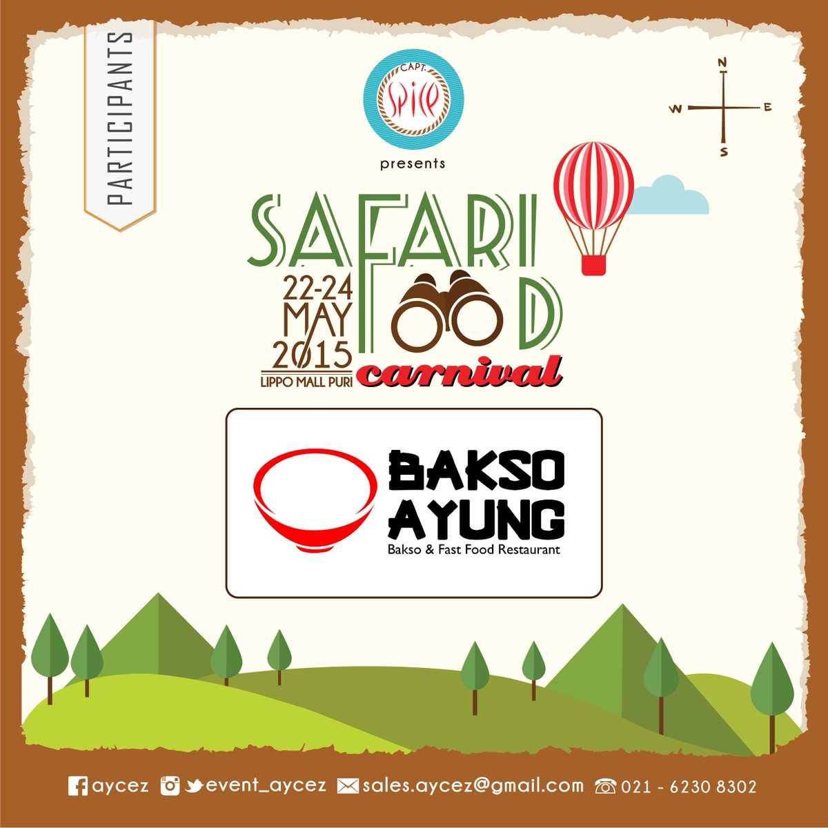 events_aycez's tweet photo. Found BAKSO AYUNG at B6 in SAFARI FOOD CARNIVAL @LippoMallPuri 22nd-24th of May 2015, see you soon! http://t.co/VsNuOKf7UX