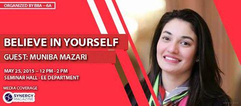AsifMalik30's tweet photo. Forget the Pain &amp; ‘Never Give Up’. Meet the Candle in Darkness @muniba_mazari in @COMSATSOfficial Islamabad...Welcome http://t.co/IJbd7riaWh