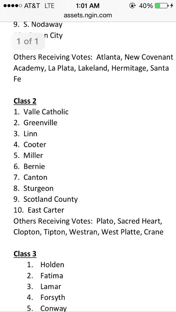Final class 2 regular season rankings.