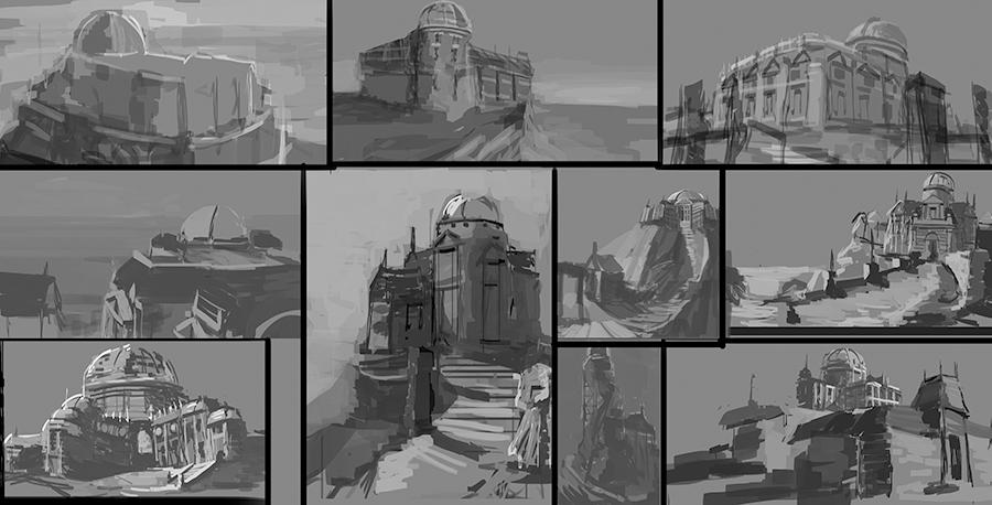 aravena's tweet photo. CRIMSON REVOLVER 14 - Heritage - thumbnails #WIP #conceptart #challenge #sketch http://t.co/ykSWrdJYsg