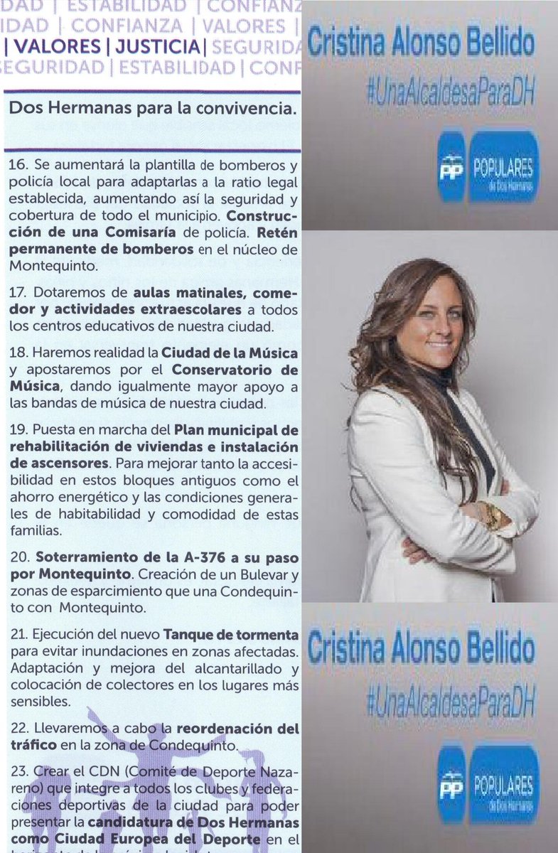 PopularesDH's tweet photo. #ProgramaConvivencia #VotaPP #Vota a @CALONSOBELLIDO #UnaAlcaldesaParaDosHermanas http://t.co/MvjtcS6xS1