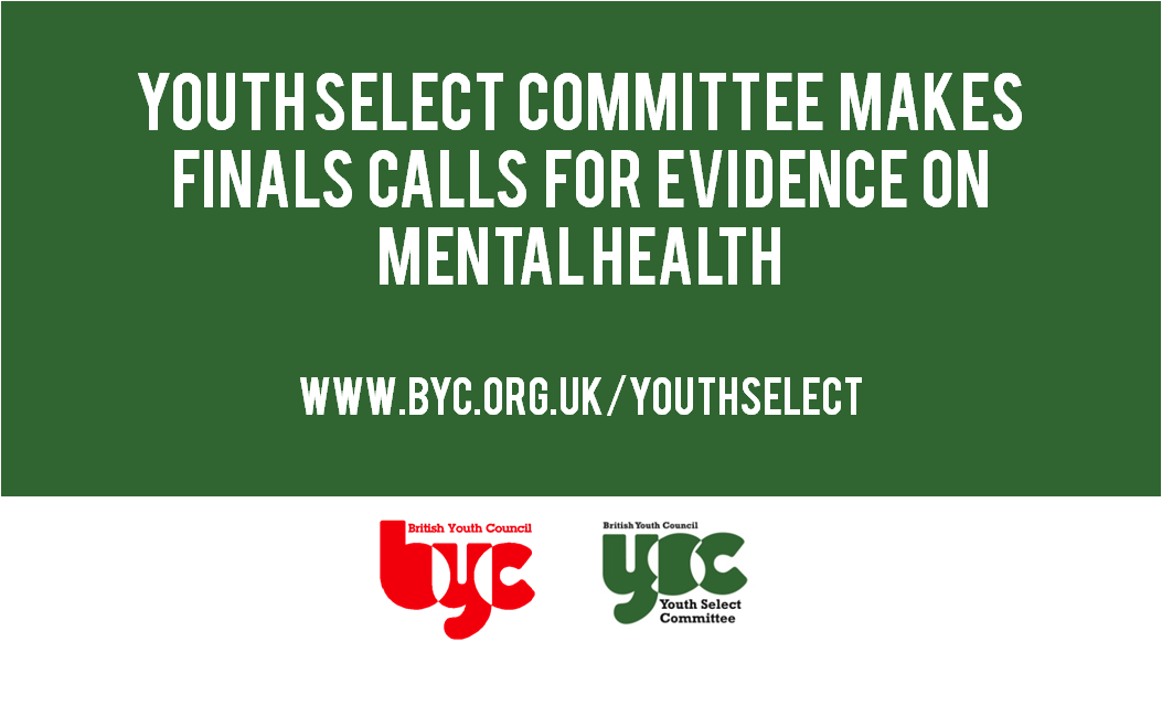 bycLIVE's tweet photo. Our #YouthSelect Committee want your views on mental health. Submit evidence before Friday: http://t.co/p6FGk4jVEi http://t.co/gwzadKNjdZ