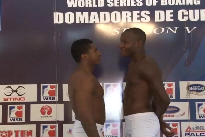 DomadoresCuba's tweet photo. Pesaje oficial en los 91kg. Erislandy Savón vs Julio Castillo de @MexicoGuerreros
#WSBV @WSB_Boxing http://t.co/7mdoWbDKHg