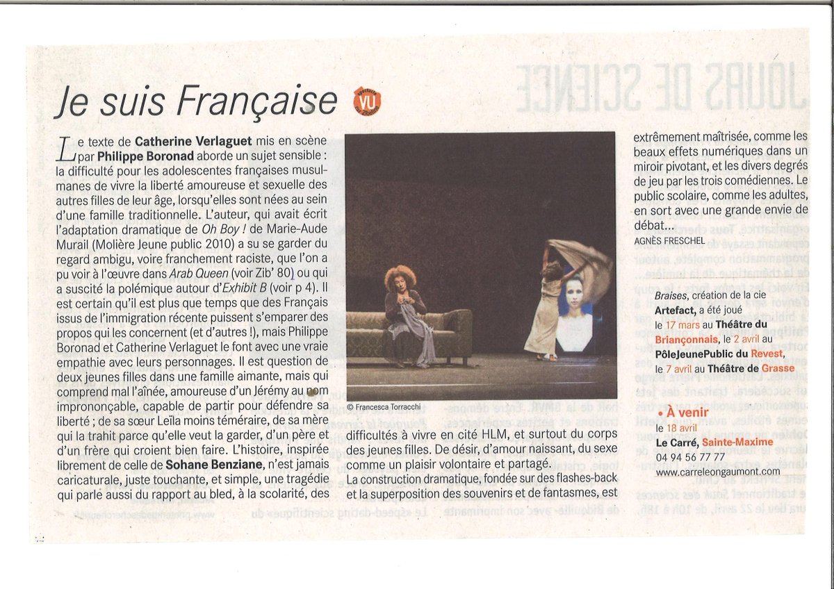 InfoPJP's tweet photo. Article sur le spectacle "Braises" dans @JournalZibeline http://t.co/22gAzAbgZQ