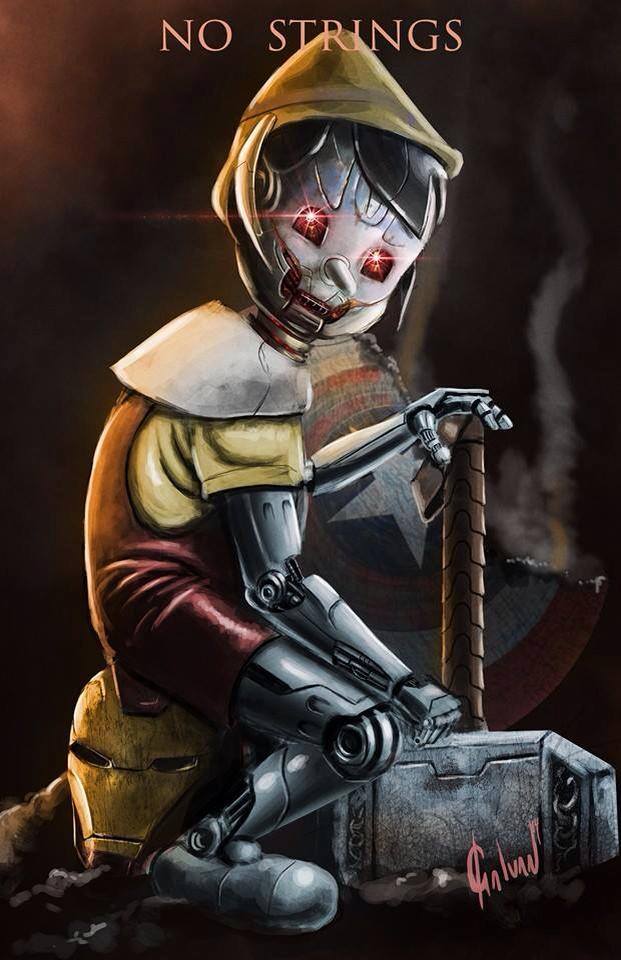 UltronIsHere's tweet image. Don't make a puppet or a Pinocchio out of me Avengers... even though I'm defeated I will be back! #NoStringsonMe