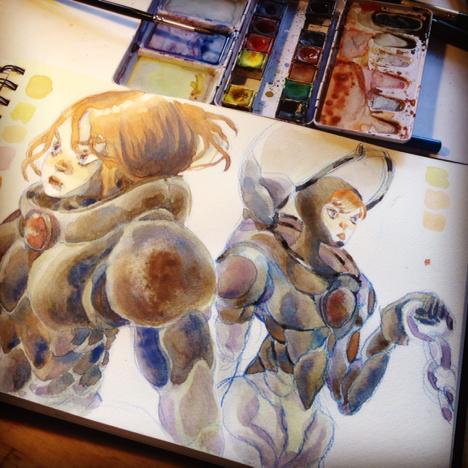GloriaPizzilli's tweet photo. Watercolors on sketchbook http://t.co/oaltZW36MC