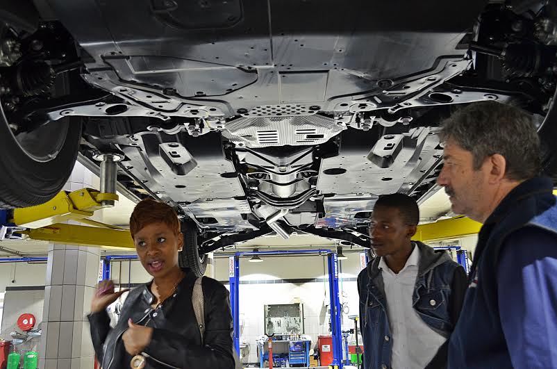 GarageGals's tweet photo. Demonstrating what a car looks like from beneath @Mazda_SA #RoadSafety @RAF_SA @2000FMSA @BonganiNx @DrivingInHeels http://t.co/7ZqmE5iegm
