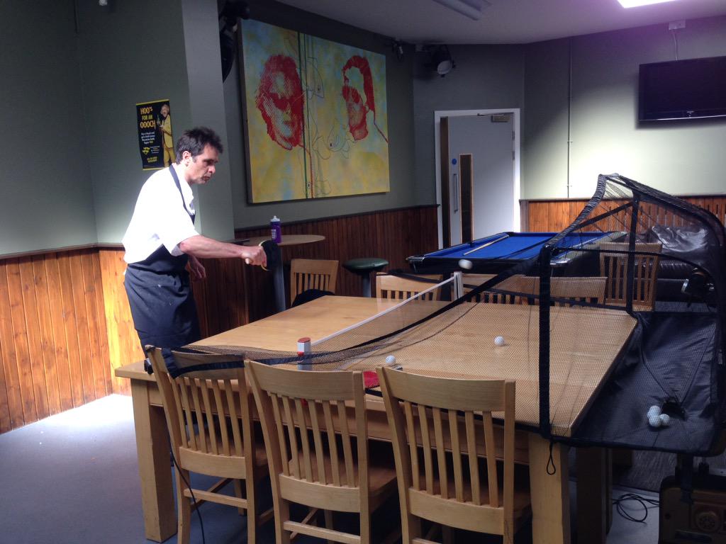 UoGSport's tweet photo. We are at Park bar area challenging staff on the Pongbot! Take a break and have a go! #WorkHealth2015 @activeglos http://t.co/7ZwduCYjVm