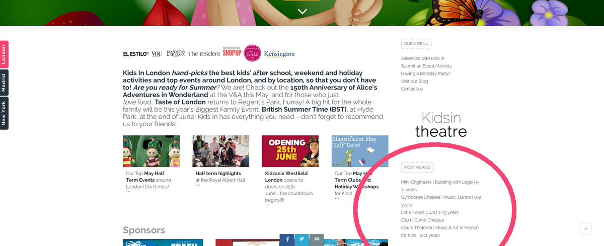 How exciting to be ranked as the “Most Viewed” activity on KidsIn.  Thanks for your support! #kidsinclub