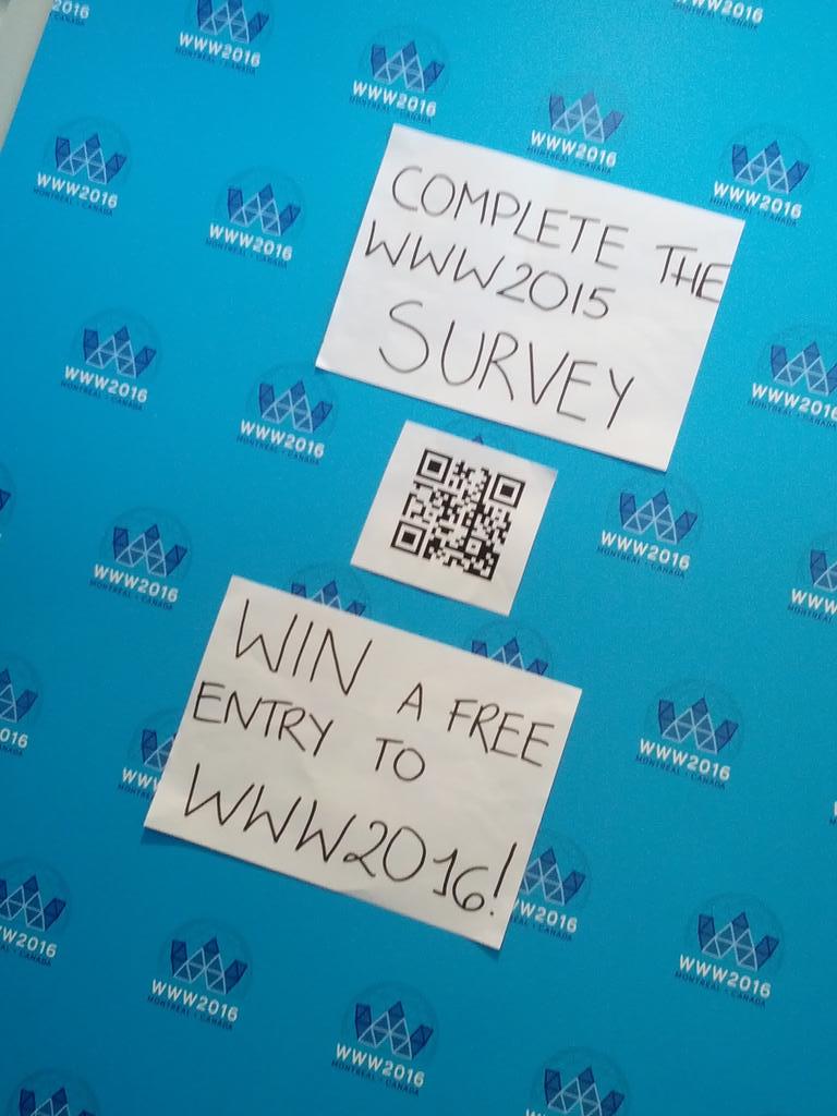 Want a free access to <a href="/www2016ca/">www2016</a> ? Complete the #www2015 and you can win one! bit.ly/www2015eval