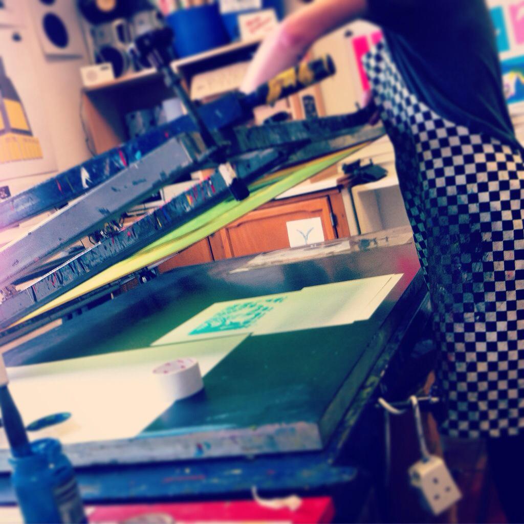 PrintToThePeeps's tweet image. Today we have @T_Rampton in the studio making June's #screenprint for our #yearinprint subscription