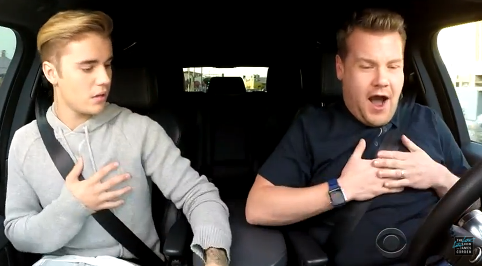 heatworld's tweet photo. You DO NOT want to miss this! Justin Bieber in EPIC rave and singalong with James Corden! http://t.co/UjgHiirsP0 http://t.co/Y2i9m0ilM4