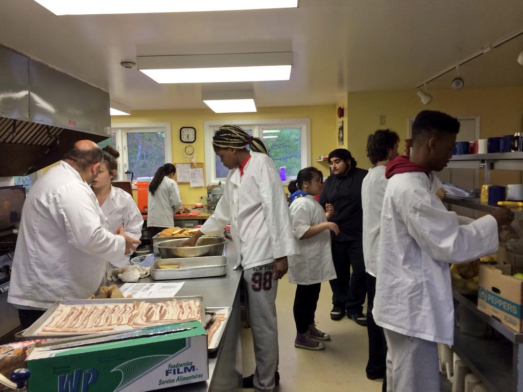 #DonBosco busy preparing breakfast! We'll need it - going to be a busy day <a href="/CampEkon/">Camp Ekon</a>! #ExperientialLearning <a href="/TCDSB/">Toronto Catholic District School Board</a>