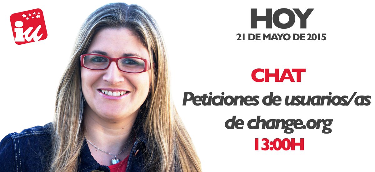 A partir de las 13h <a href="/RaquelLopezIU/">Raquel</a> participa en un chat sobre las peticiones de los/as usuarios/as de <a href="/Change/">Change.org</a>