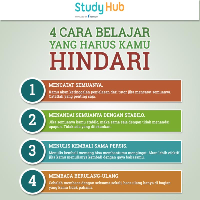 StudyHubId's tweet image. Itulah 4 cara belajar yang harus kamu hindari agar belajarmu jd lebih efektif. RT info ini utk teman2mu :D